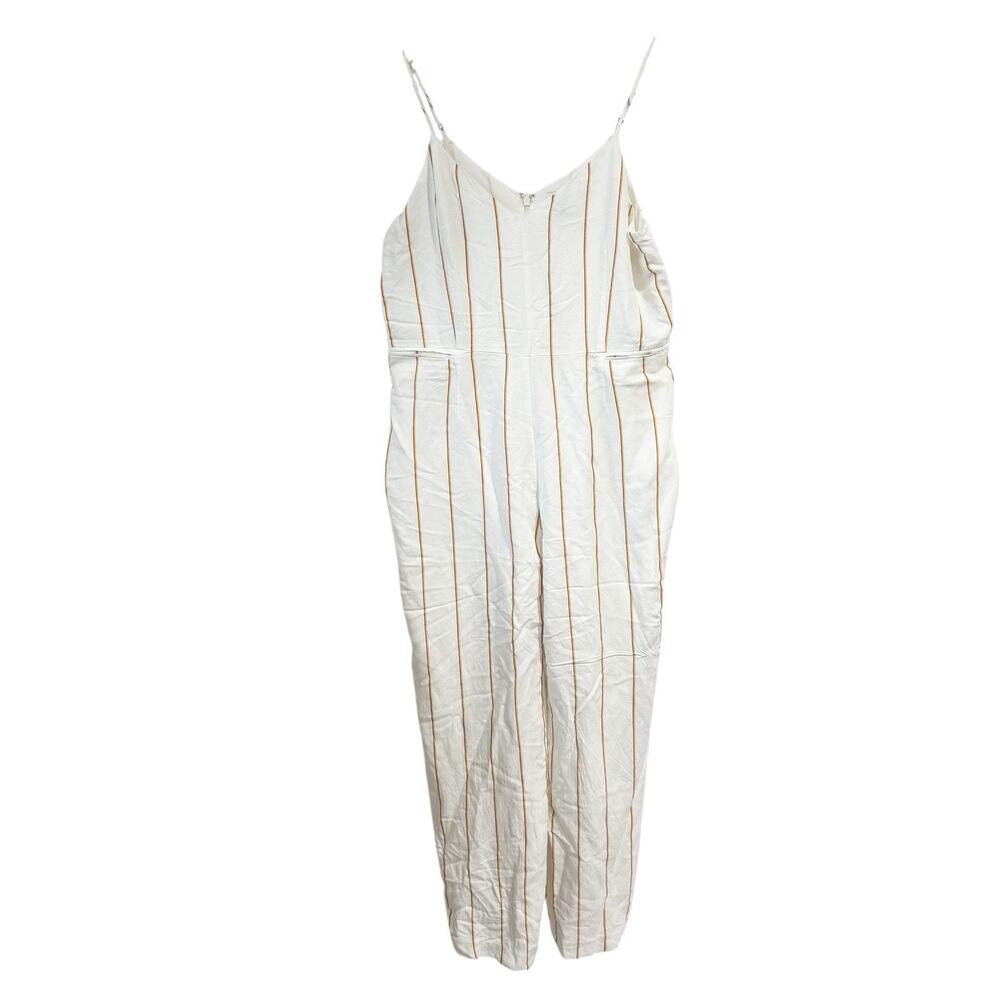 Anthropologie‎ The Essential White Stripe Yarn Dyed Jumpsuit 12